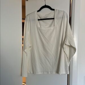 Old Navy White Long Sleeve Square Neck Blouse